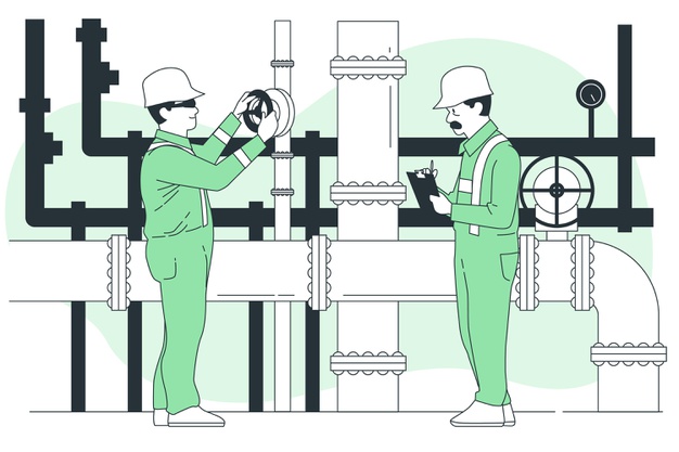 Workers in a set of passing ducts, showing differences in width of the ducts