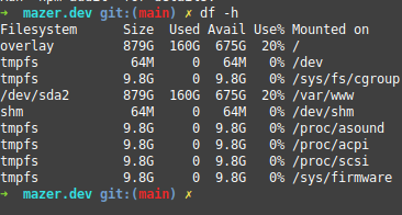 Command output example df