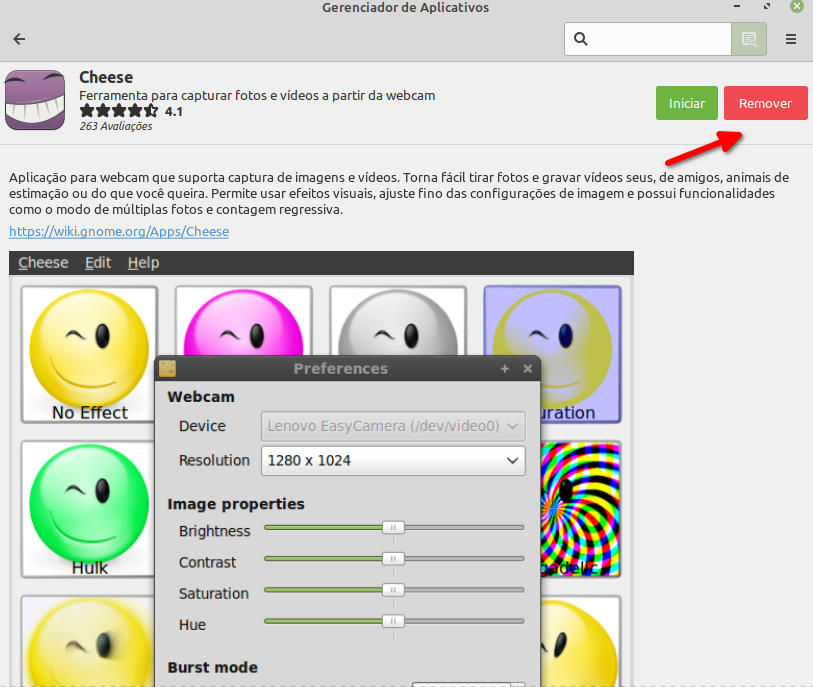 Remover aplicativo instalado